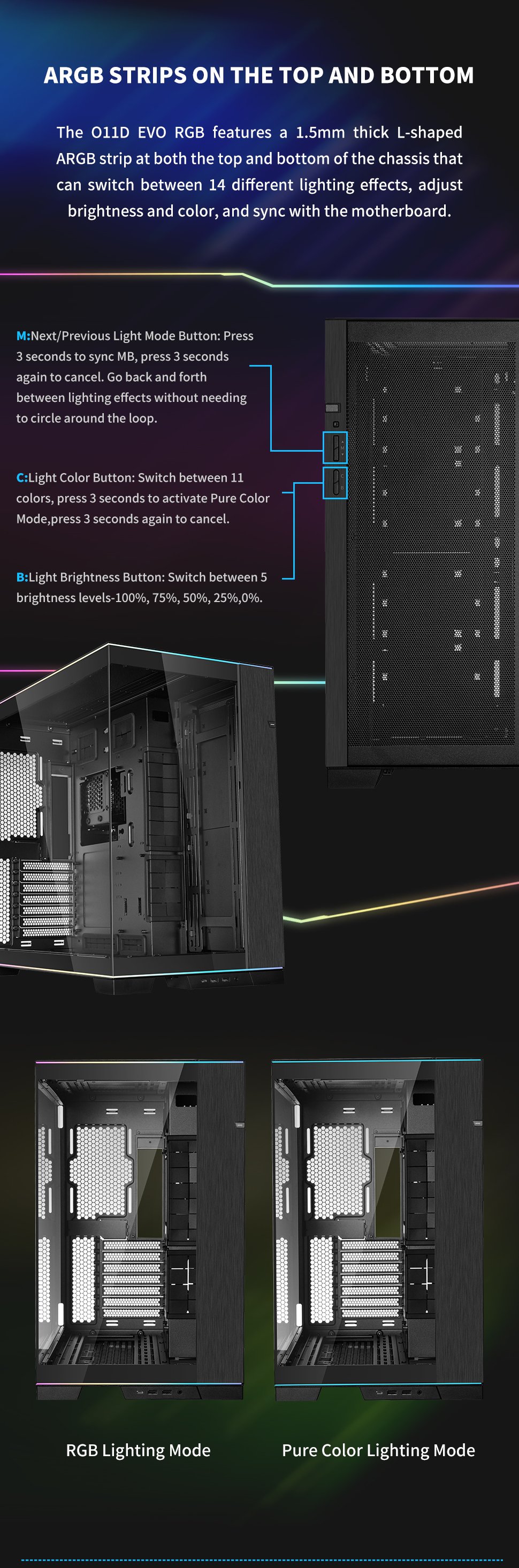 LIAN LI O11 Dynamic EVO RGB Black Aluminum / Steel / Tempered Glass ATX Mid  Tower Computer Case----O11DERGBX 