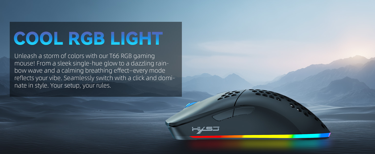 Wireless Gaming Mouse, Tri-Mode Wireless Mouse, Superlight Honeycomb Design PAW3212 3600DPI Sensor 1