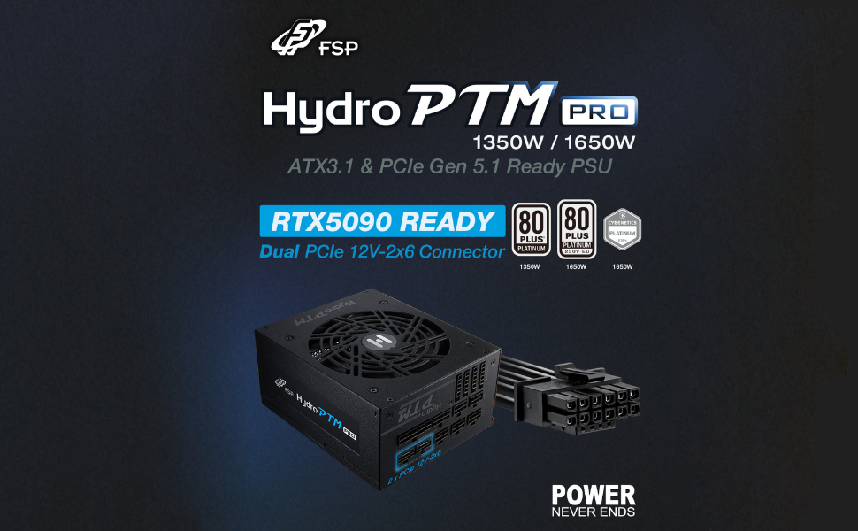 FSP Hydro PTM PRO 1350W | ATX 3.1 & PCIe 5.1 (12V-2X6) X2 FSP Hydro PTM PRO 1350W | ATX 3.1 & PCIe 5.1 (12V-2X6) X2