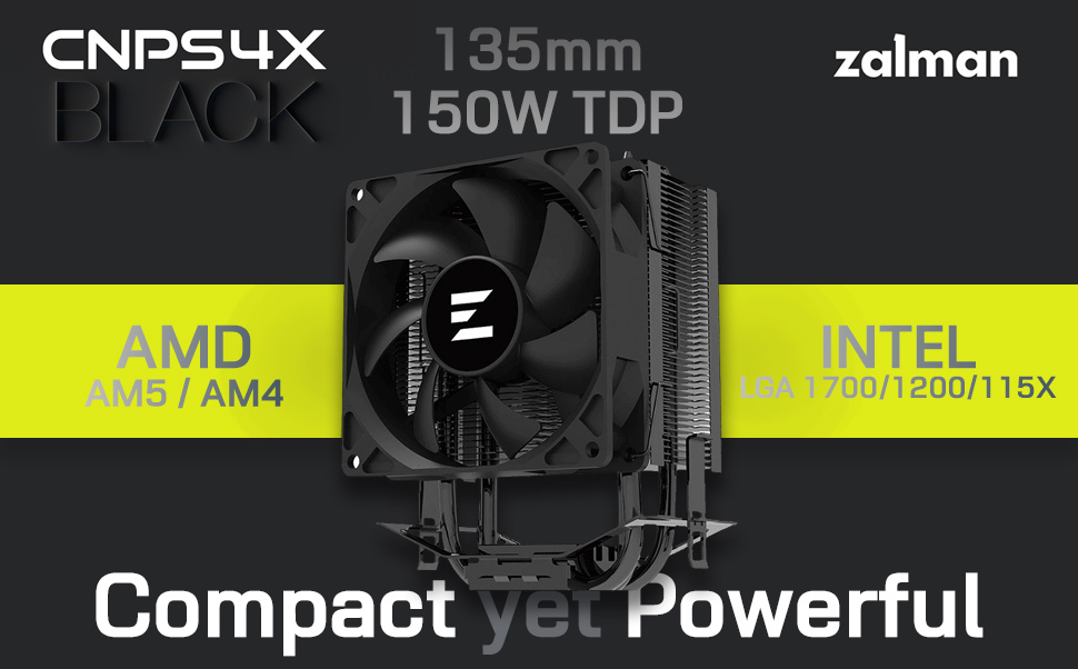 Zalman CNPS4X Black Edition CPU Air Cooler, 150W TDP, AMD AM5