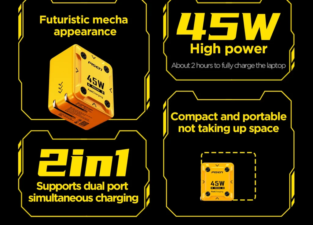 PISEN Mecha 45W 2-Port Fast Charger (US)