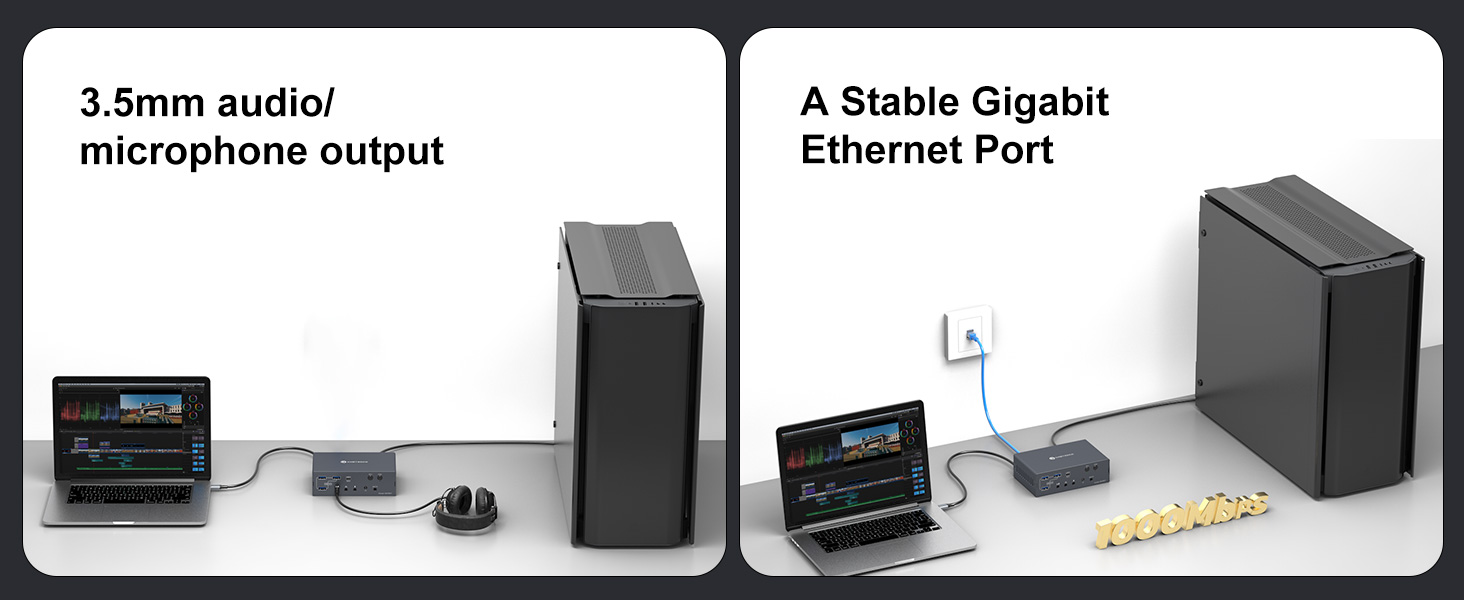 USB C KVM Switch 4 Monitors 2 Computers Docking Station 4K@60Hz for M1/M2/M3/M4 Thunderbolt KVM Swit