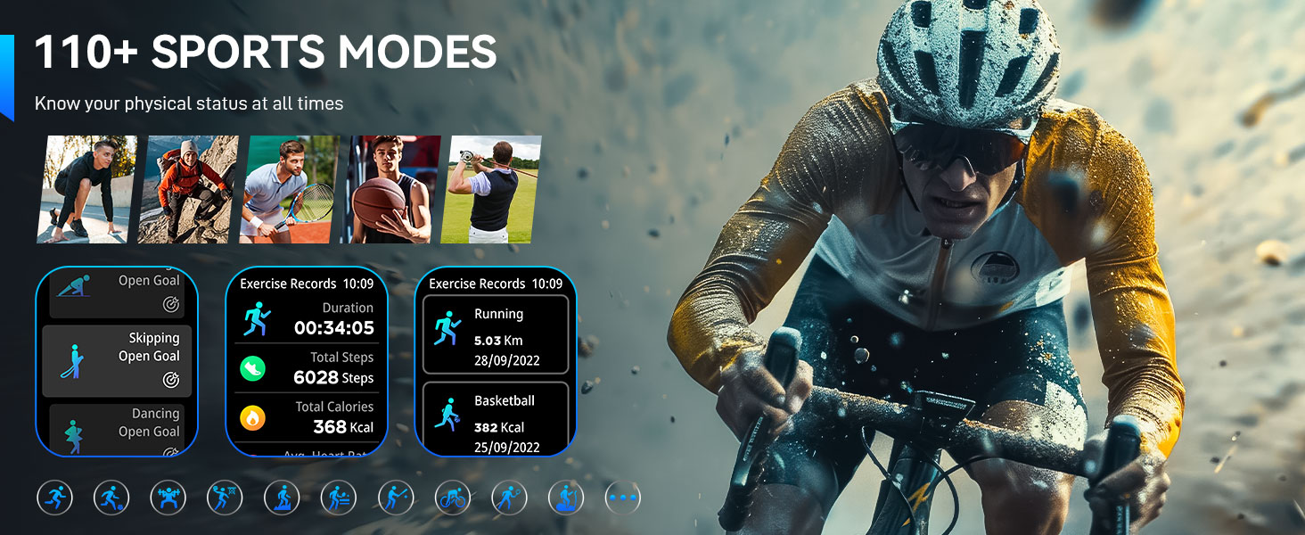Smart Notification & Fitness Tracker & 110+ Sports Modes