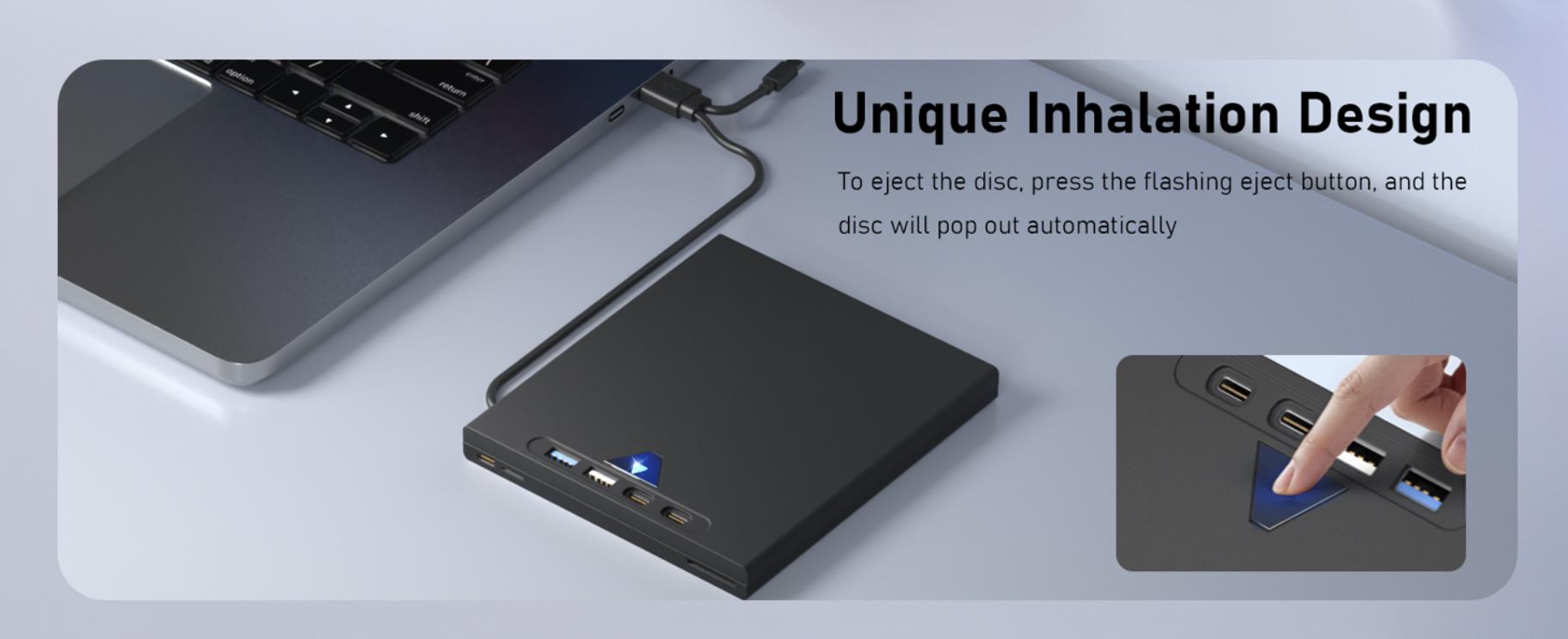 External Blu Ray Drive for Laptop, 7 in 1 Support 100G Disc Read/Write Bluray Drives, Portable Exter