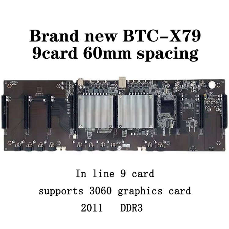 9-Card in-line BTC x79 desktop computer motherboard eth multi