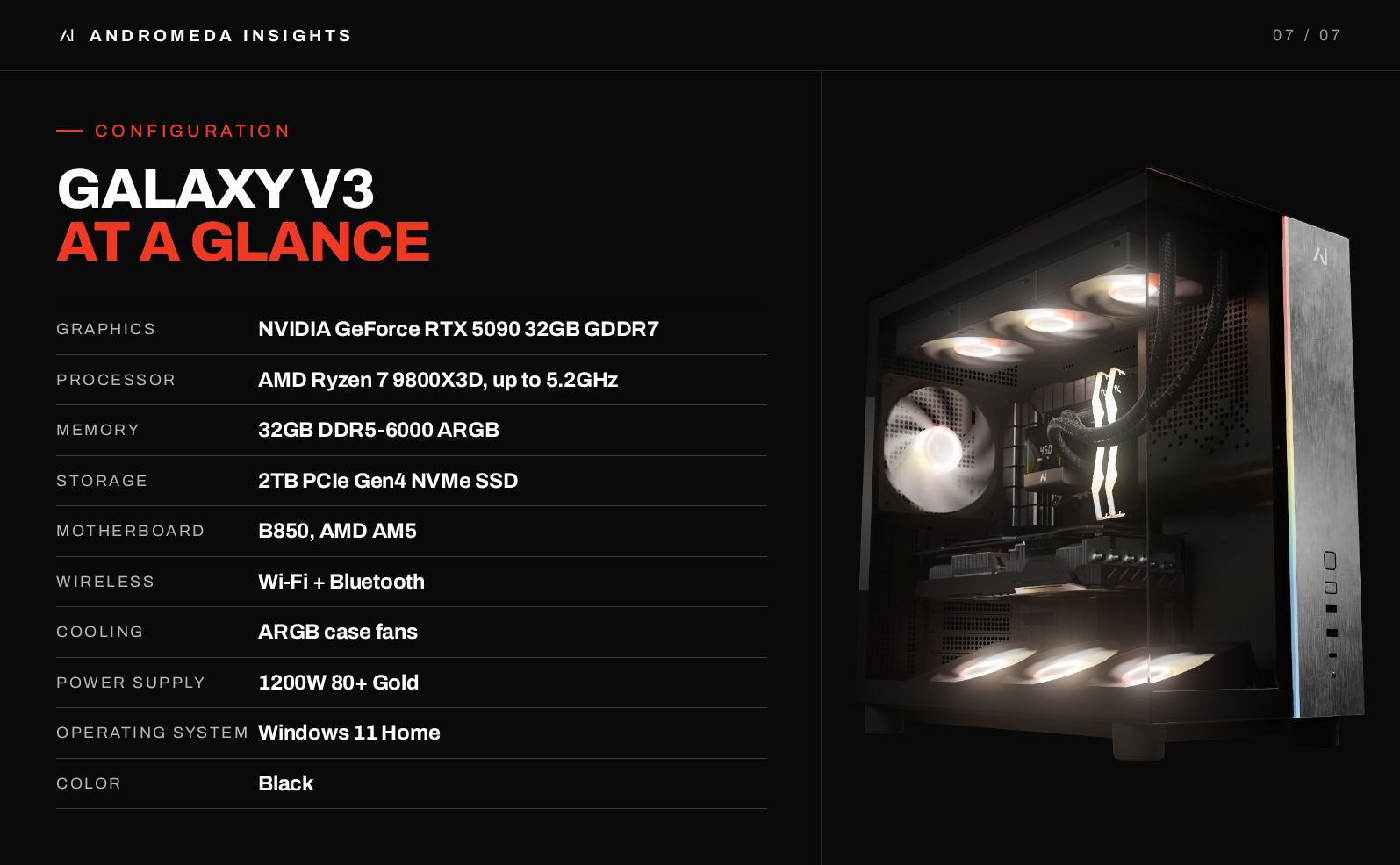 Galaxy V3 RTX 5090 desktop configuration specifications