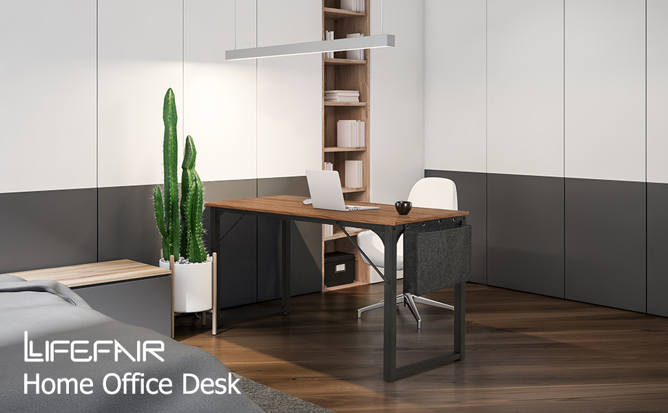 Computer Desk, 47" Study Writing Table with Headphone Hook Storage Bag for Home Office Students