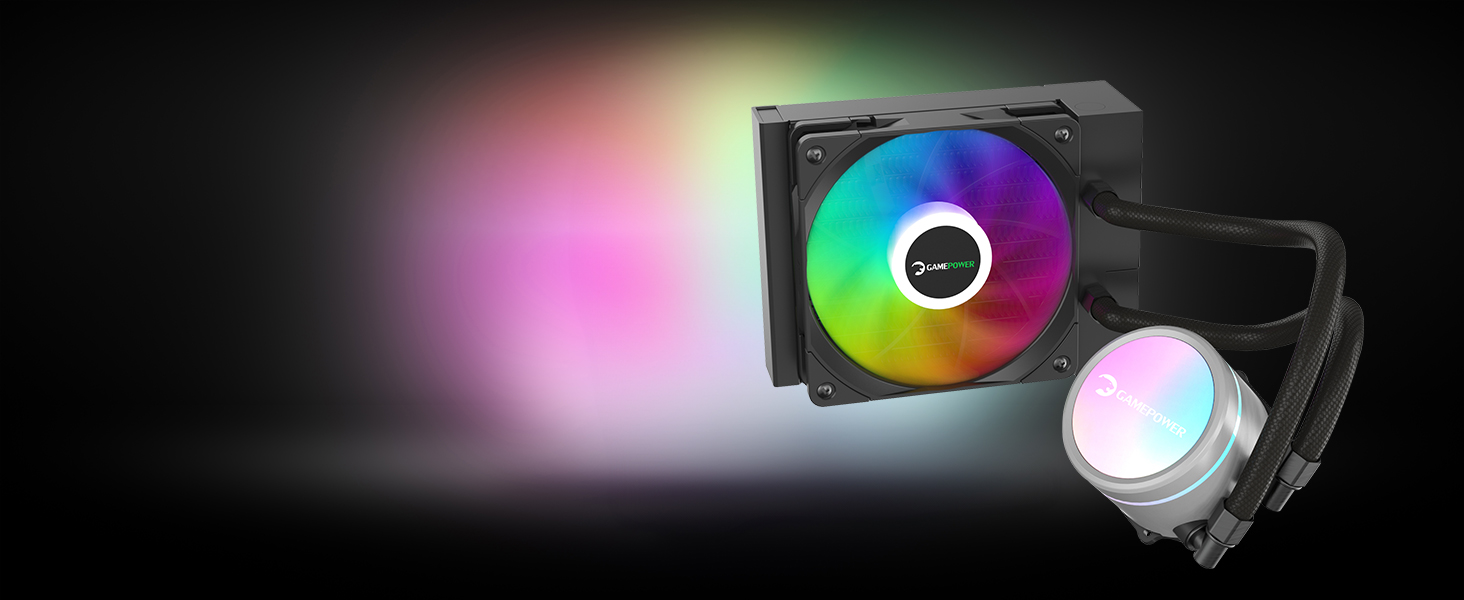 Gamepower Skadi V2 120 AIO CPU Liquid Cooler, Halo ARGB Pump, 120mm ...