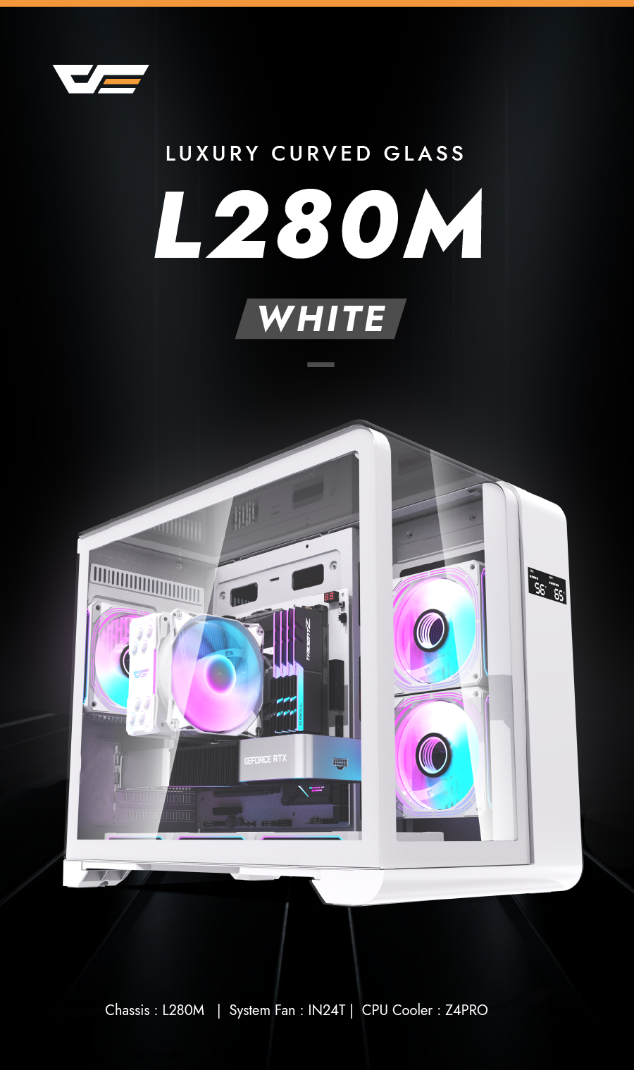 darkFlash L280M, Micro-ATX PC Gaming Case with Dual Real-Time Display