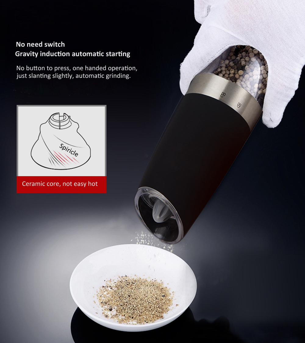 Pepper Grinder, Gravity Induction Salt Ginder, Electric Adjustable