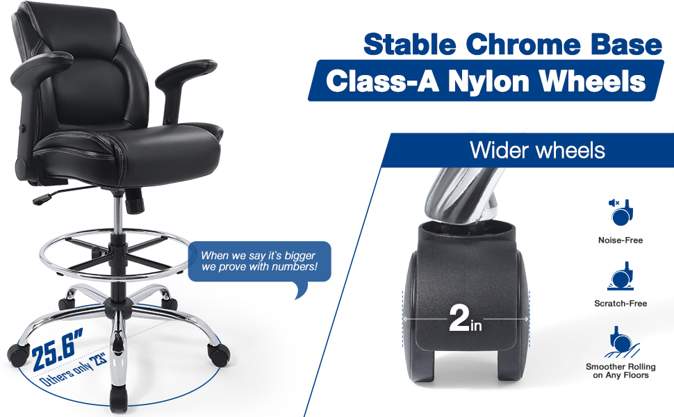 Base&Caster Size - Drafting Chair - Office Chair - Drafting Stool