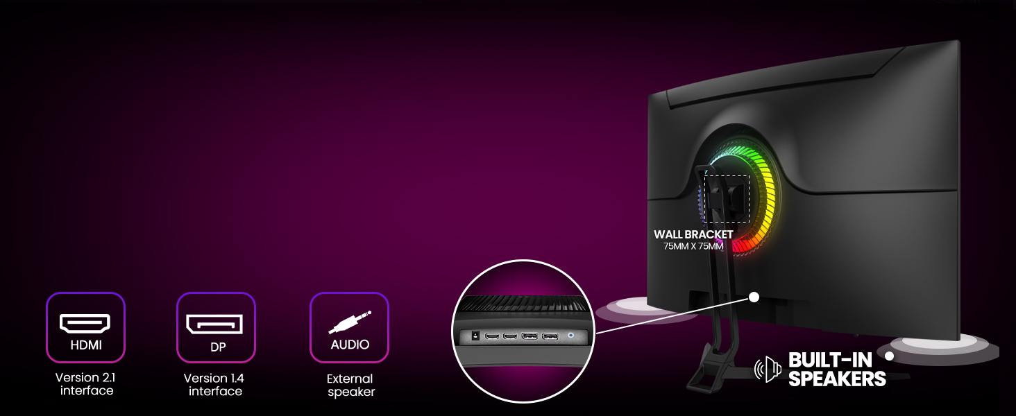 Versatile connections and built-in speakers