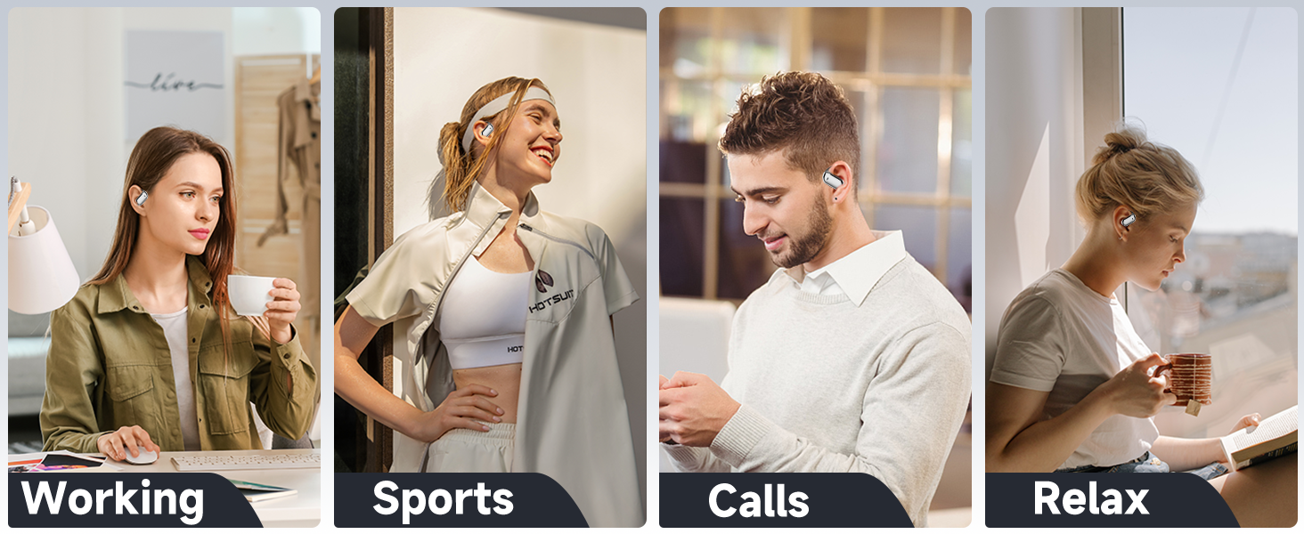 Open Ear Bluetooth 5.4 Wireless Earbuds, Wireless Headphones Sport Over Earphones Built-in Mic with