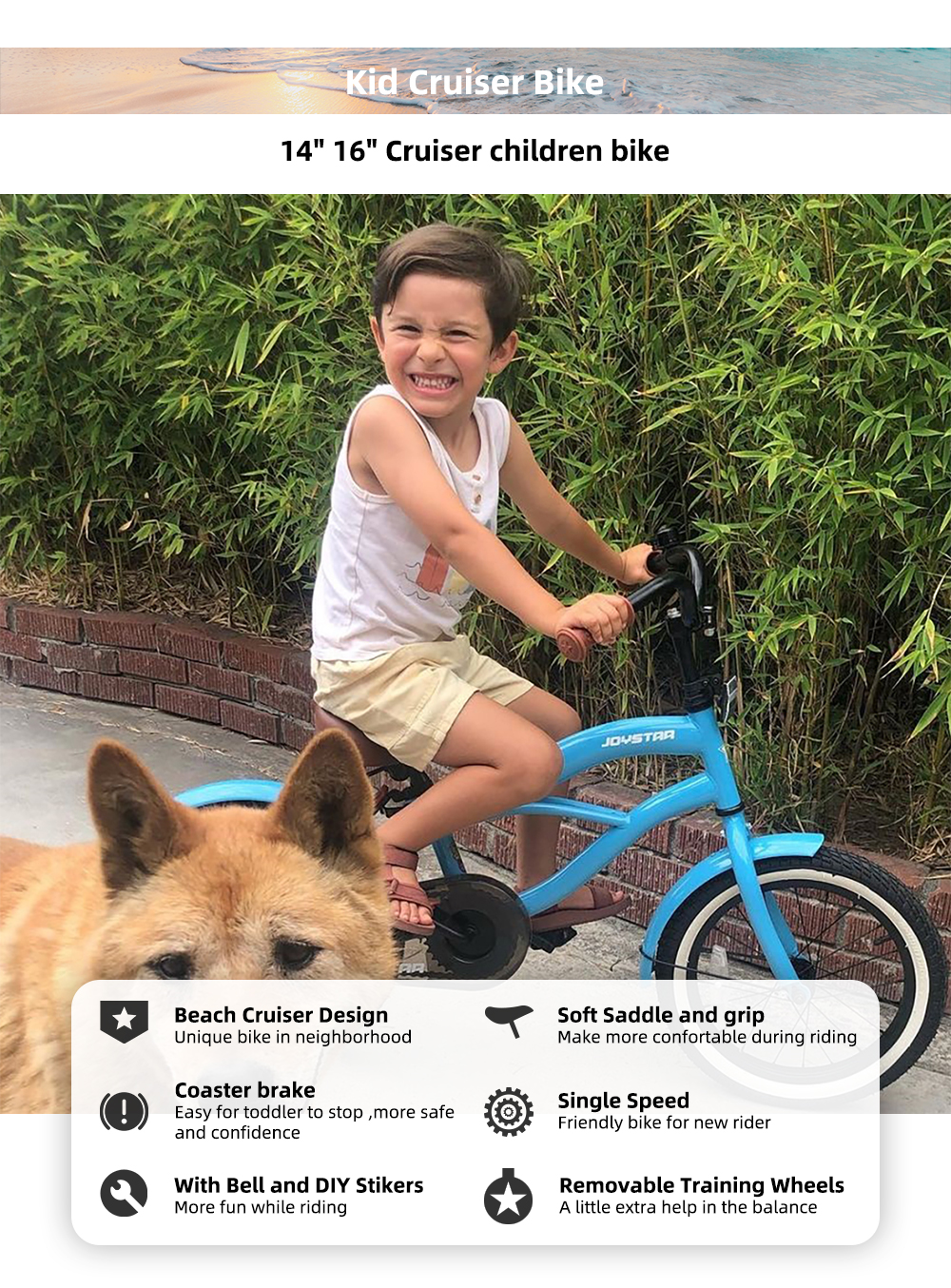 joystar kids bike boy girl children youth bicycle training wheels