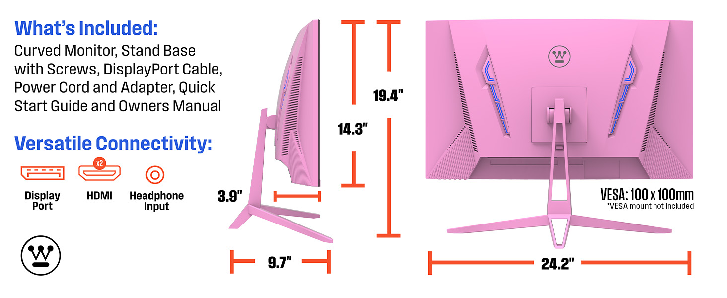 Westinghouse WC27RX6250P Pink Full HD Curved Gaming Monitor