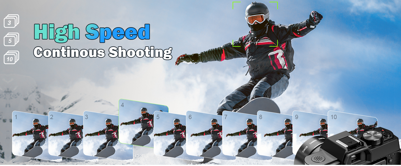 continuous shooting camera, burst shot camera, sports camera, action photography camera