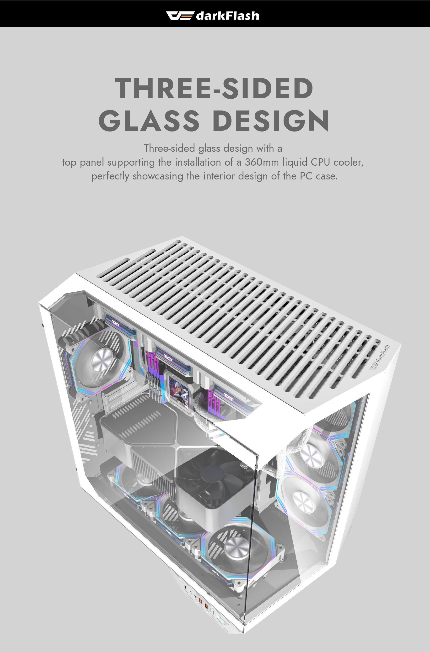 darkFlash DY470 PC Gaming Case White