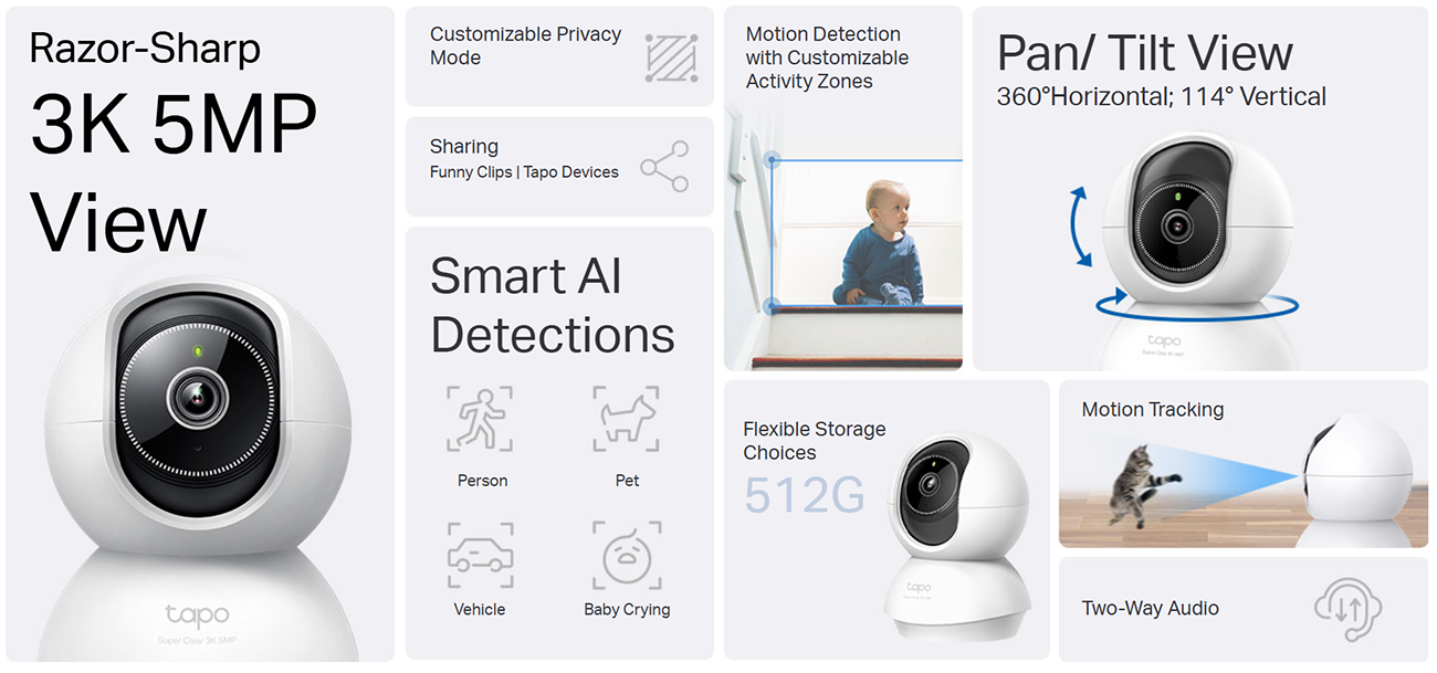 TP-LINK Tapo C230 Wireless Pan/Tilt AI Home Security Wi-Fi Camera