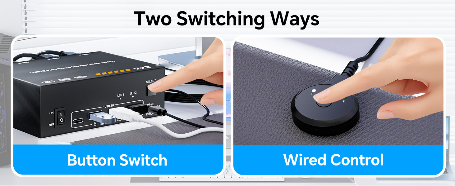 KVM Switch for 1 Laptop & 1 Desktop share 3 Monitors 4K@60Hz, USB C HDMI 3 Monitor KVM Switch, Docki