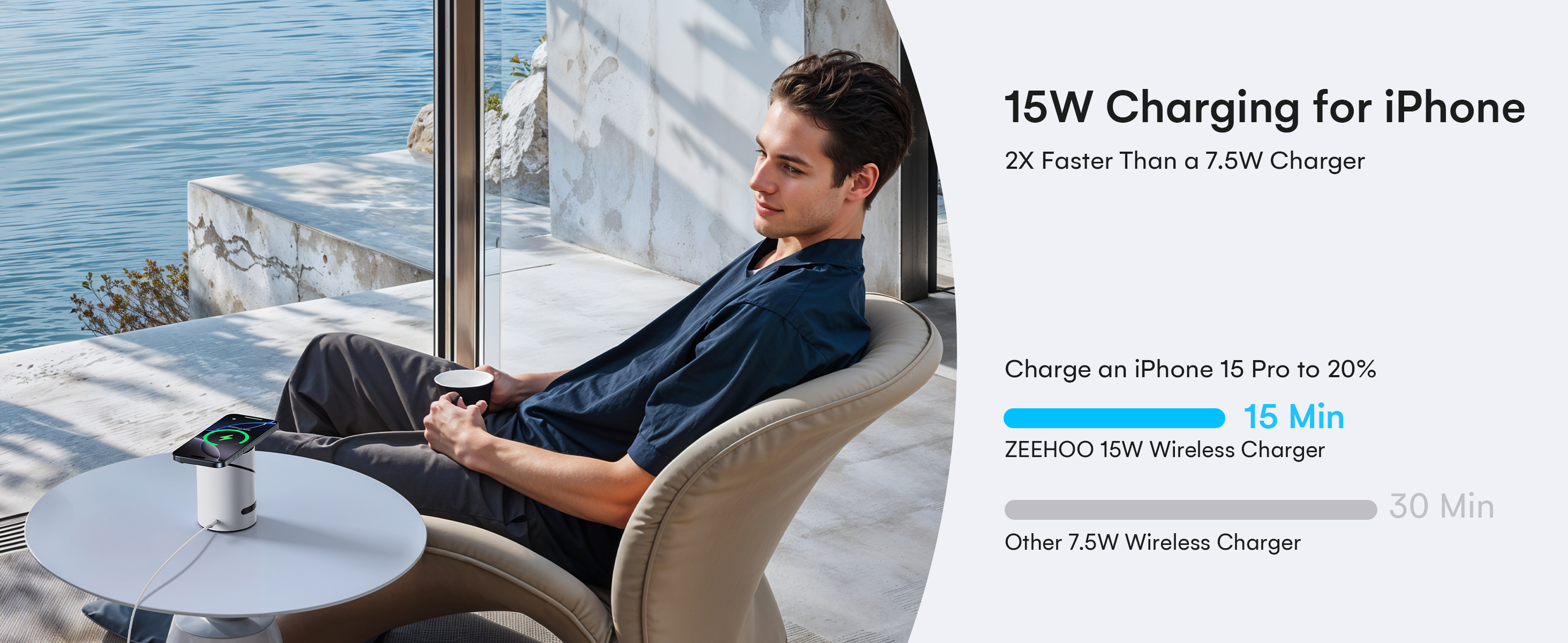 ZEEHOO, 3-in-1 Wireless Charging Station, CylinTrick-R, 15W Qi2 Fast Charge