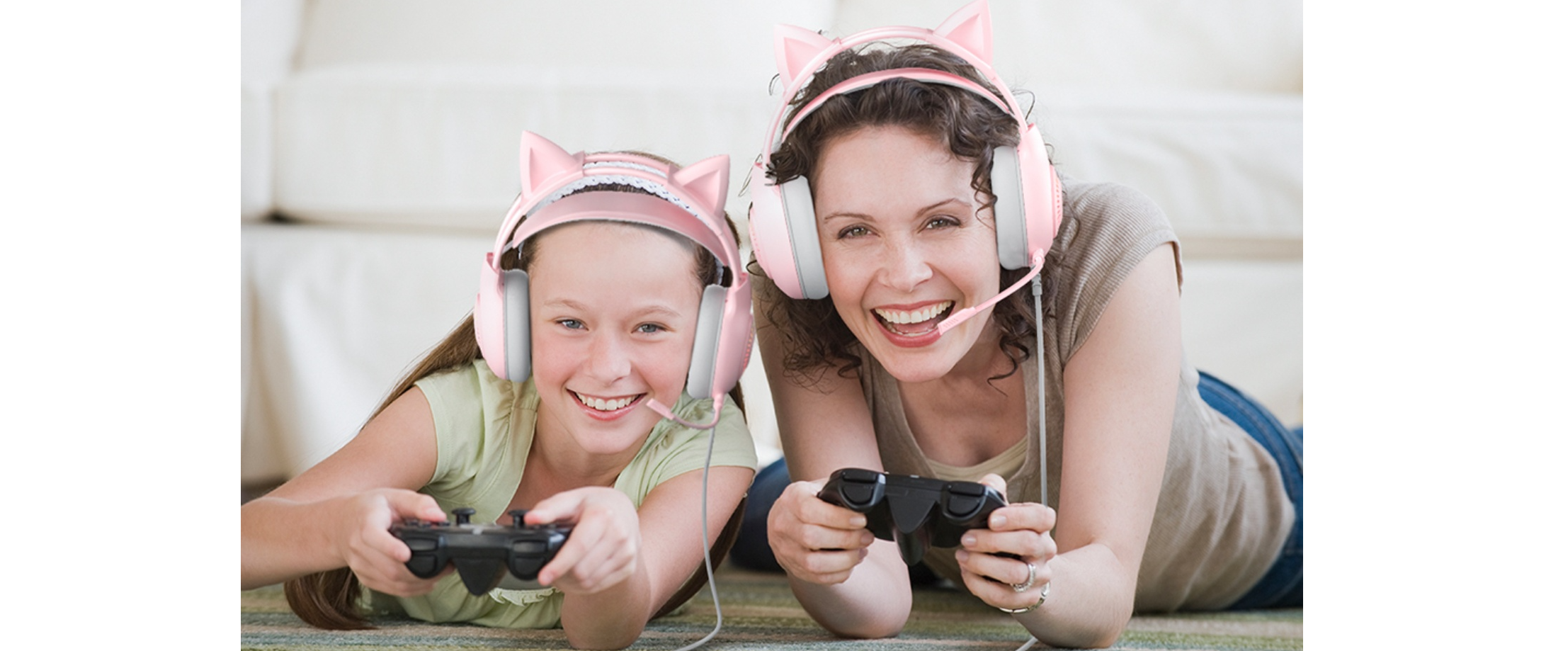 EACH Pink Cat Ear Headset, Family Gaming Use