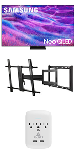 Samsung QN75QN80F TV with Walts Large Full Motion Mount and 3-Outlet-Surge