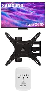 Samsung QN65QN80F TV with Walts Medium Full Motion Mount and 3-Outlet-Surge