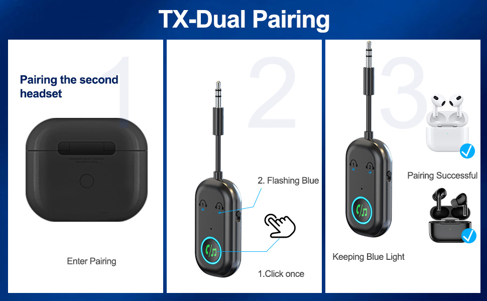 Bluetooth Transmitter Receiver, Wireless Car/Airplane Bluetooth 5.3 Adapter