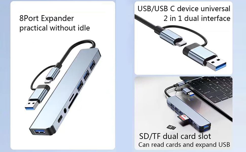 8 in 1 USB-C/USB 3.0 Dual Adapter Docking Station