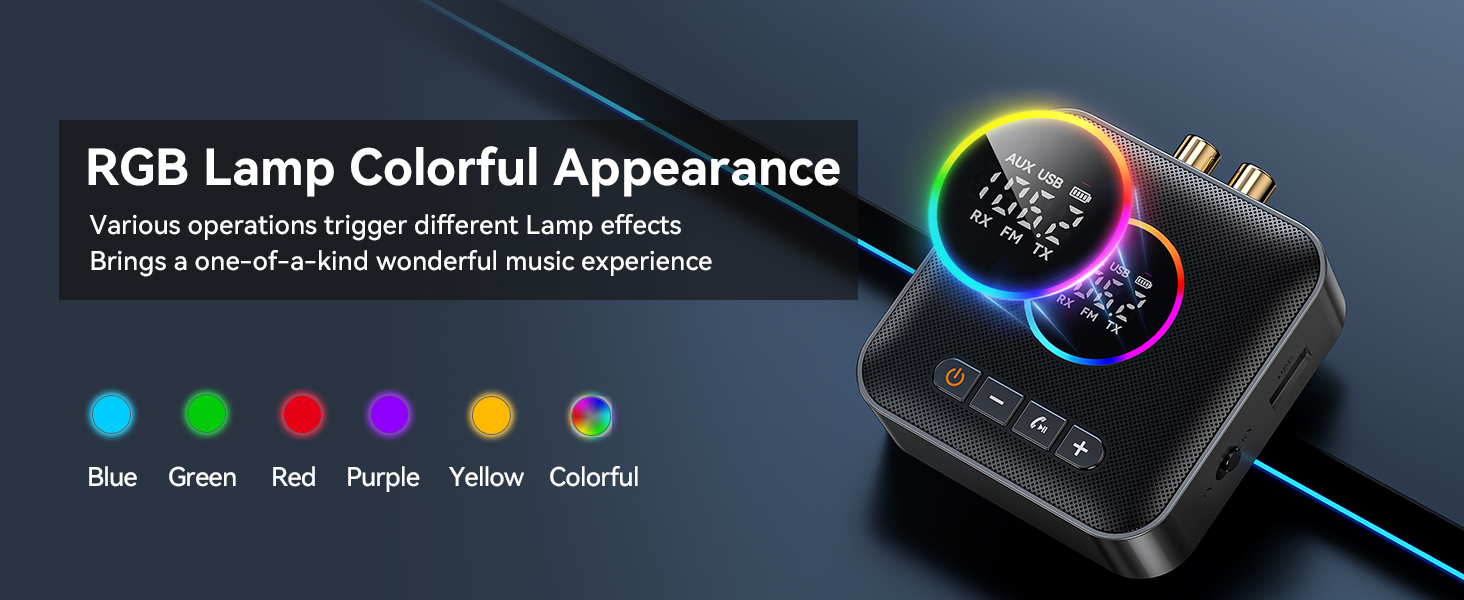 Bluetooth 6.0 Transmitter Receiver for TV,3 in 1 Bluetooth Adapter HiFi Audio Receiver FM Transmitte