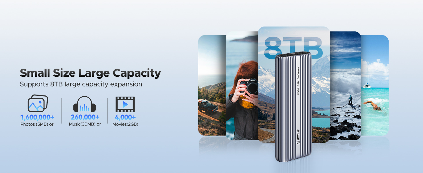 ORICO Aluminium 40Gbps M.2 NVMe SSD Enclosure with Cooling Fan, External SSD Enclosure M.2 SSD Case,