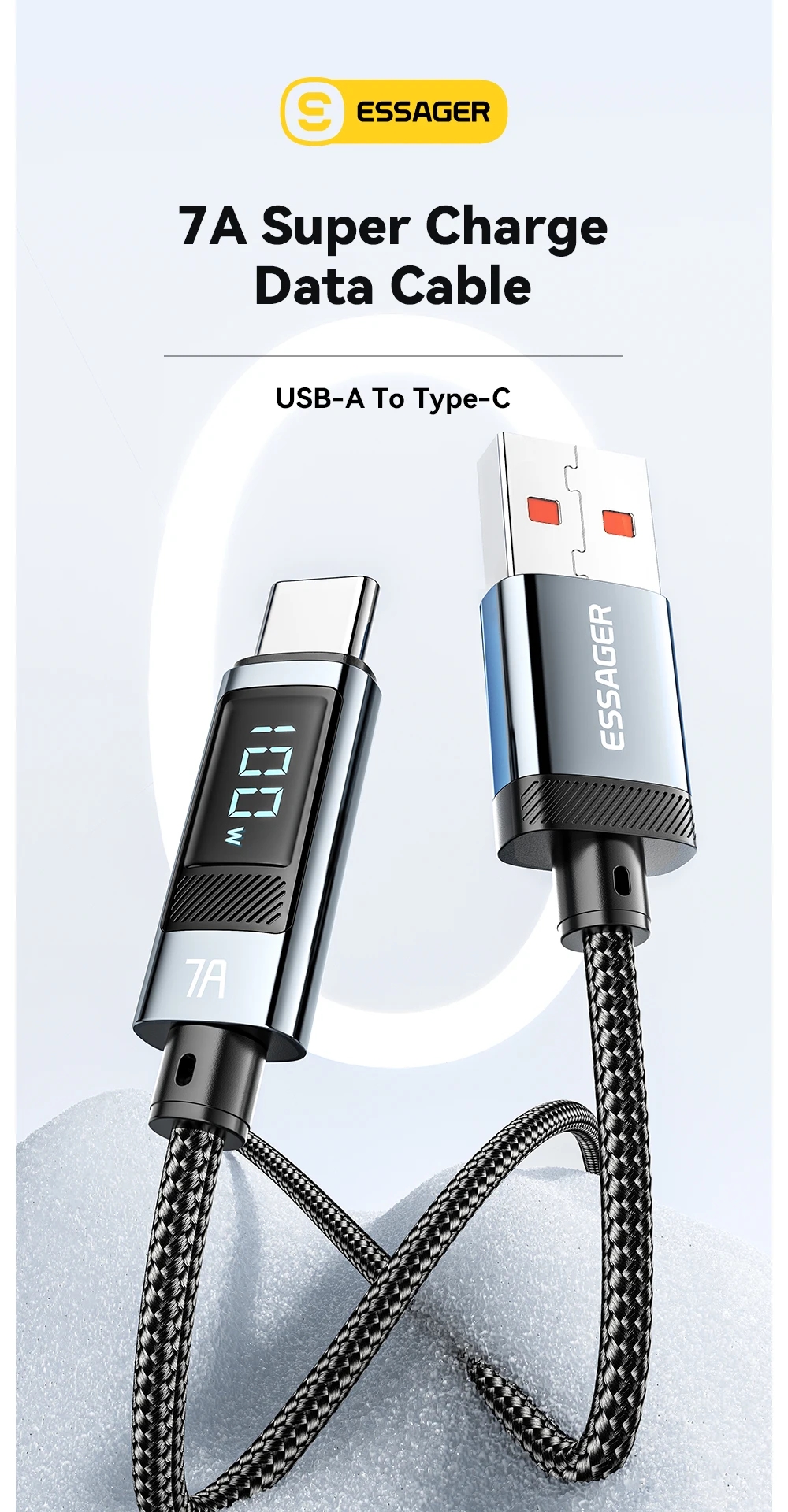 7A 100W USB A to USB C Cable