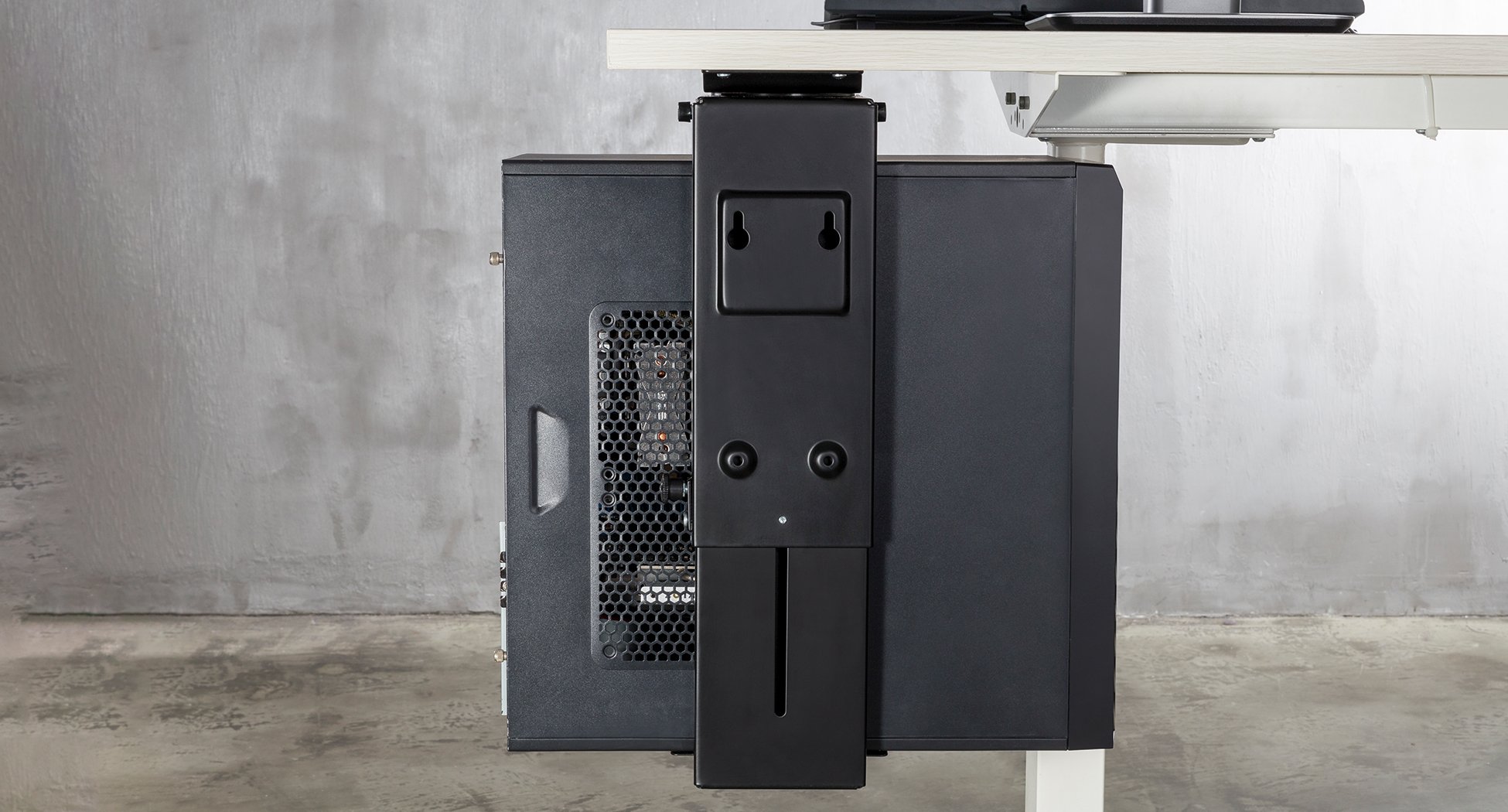 Adjustable Under Desk PC Mount and CPU Holder Wall Mount
