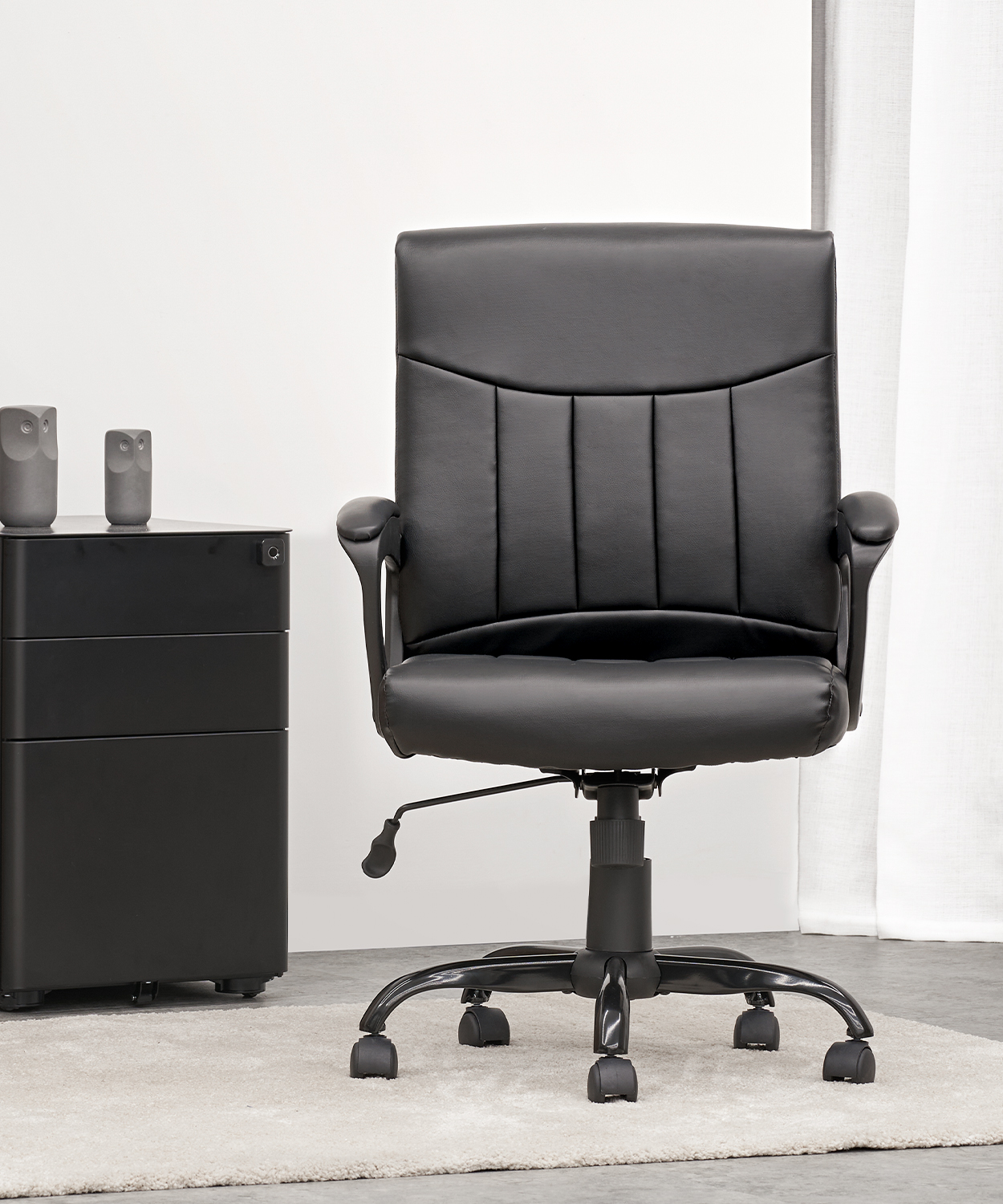 PU Leather with Adjustable Flip-up Armrests