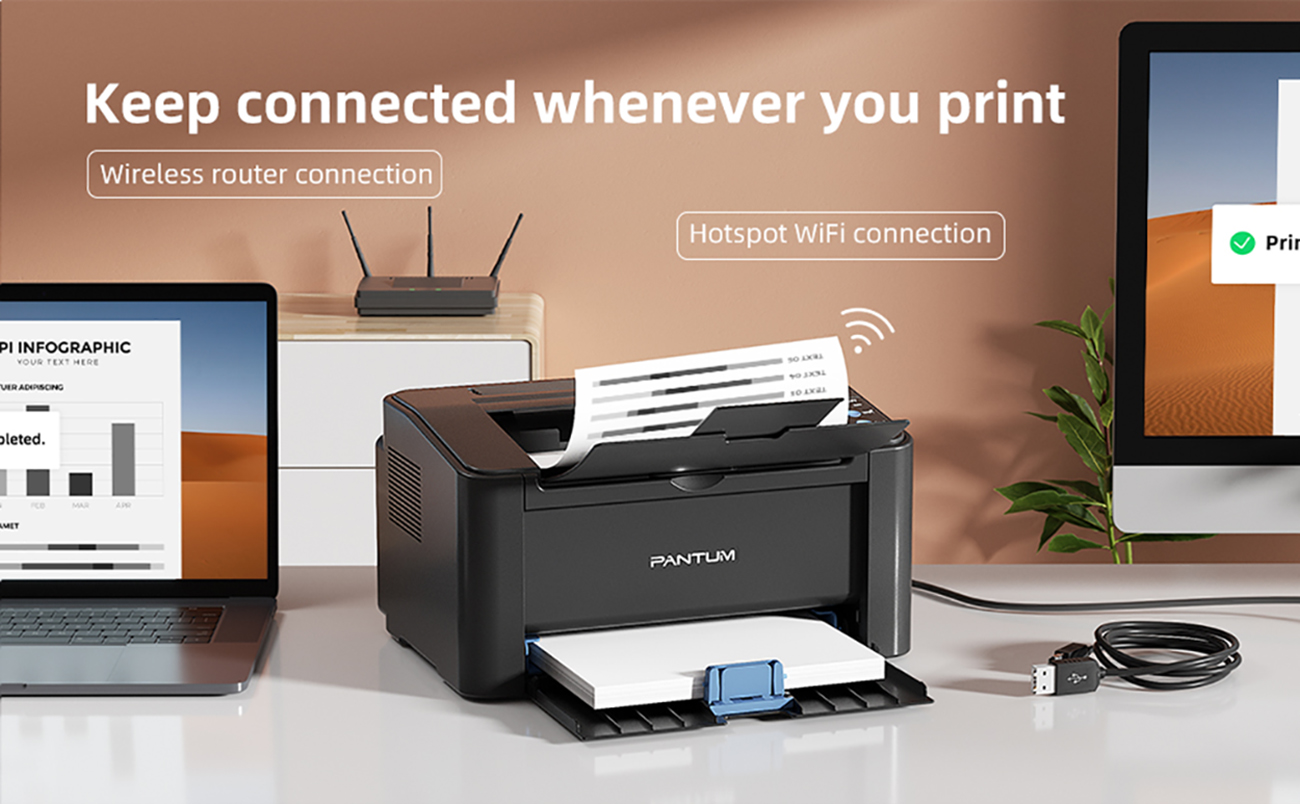 Pantum P2502W Laser Printer - Wireless Black and White Laser Monochrome  Printers for Home Use, Small Compact Designe, Support Windows and Mac,  Printing at 23PPM 