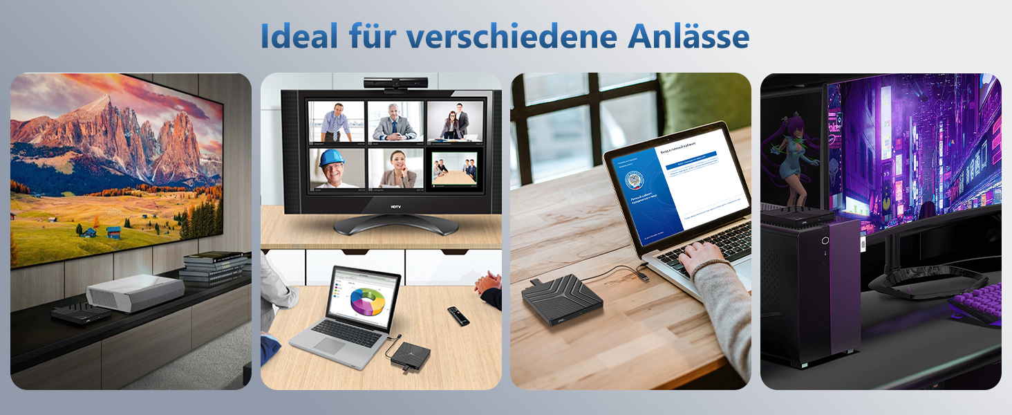 5 in 1 External DVD Drive for Laptop Desktop PC MacBook, USB 3.0 Type C External DVD Burner Optical