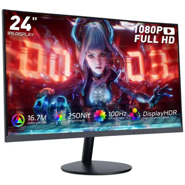 24" IPS FHD 100Hz Gaming Monitor, 1920x1080, 1ms MPRT, FreeSync/G-Sync, HDMI/DP,