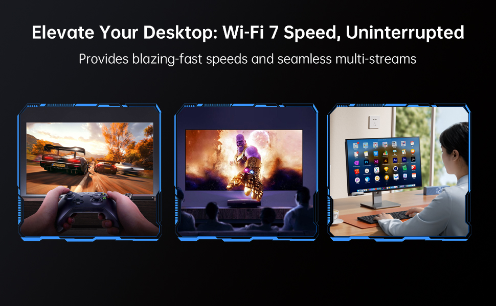 BE6500 WiFi 7 PCIe Network Card for Desktop PC,Tri-Band 2.4G/5G/6GHz Wireless Adapter with Bluetooth