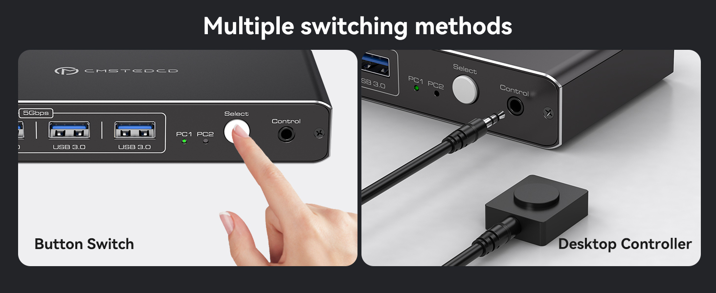 KVM Switch 1 Monitors 2 Computers 4K@60Hz USB C HDMI KVM Switch 2 Port for 1 Laptop 1 Desktop Share