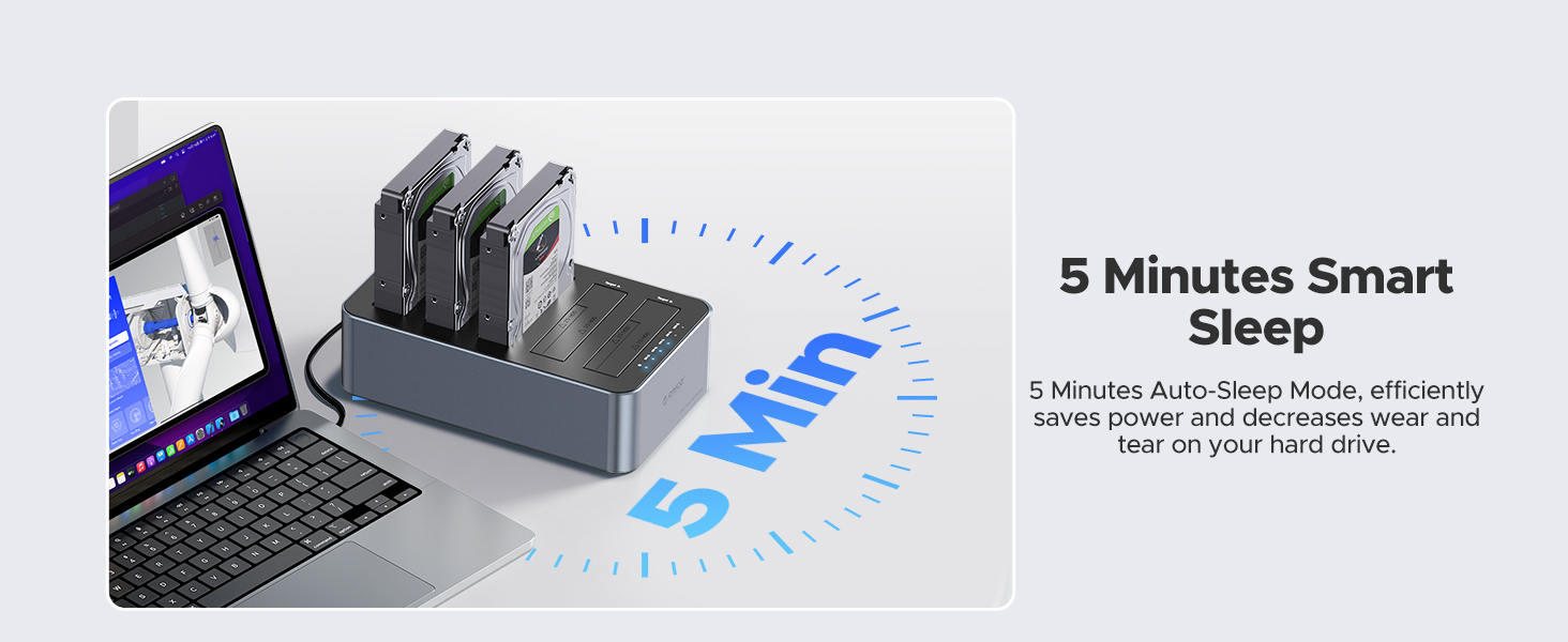 ORICO 100TB USB C to SATA I/II/III 5 Bay External Hard Drive Enclosure Docking Station for 2.5 or 3.