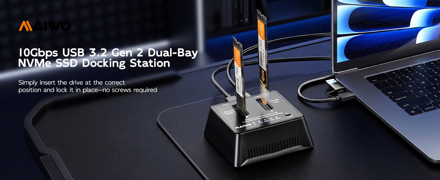 Dual Bay NVMe SSD Docking Station