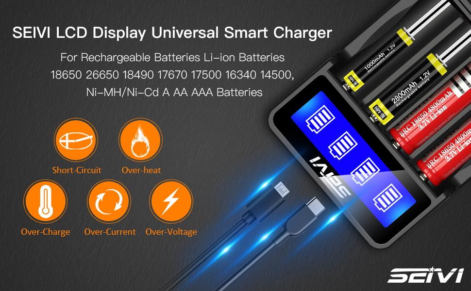 Universal Battery Charger For 3.7V Li-ion 18650, 26650, 21700, 18500, 18350, 16650 - View #4
