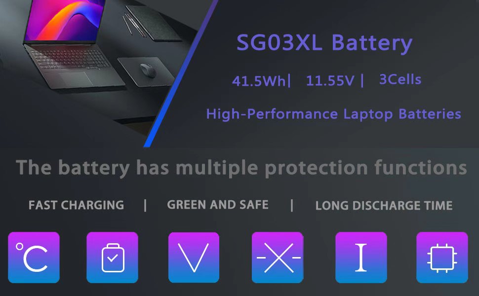 thumbnail image 2 of Elec_power OEM SG03XL Laptop Battery For HP Envy M7-u009dx, M7-u109dx, 17-u163cl – 41.5Wh 2 of 6