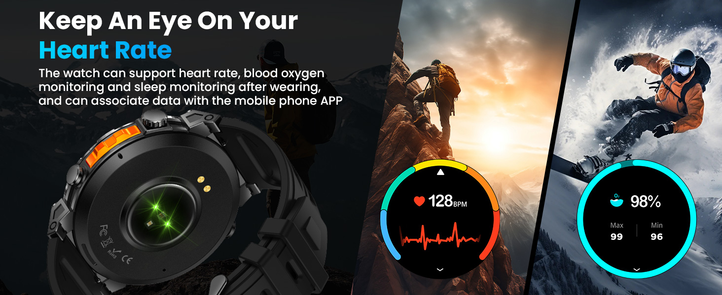 Military Smart Watch with GPS/Compass,Smartwatch with GPT Voice Assistant,1.56" AMOLED Screen