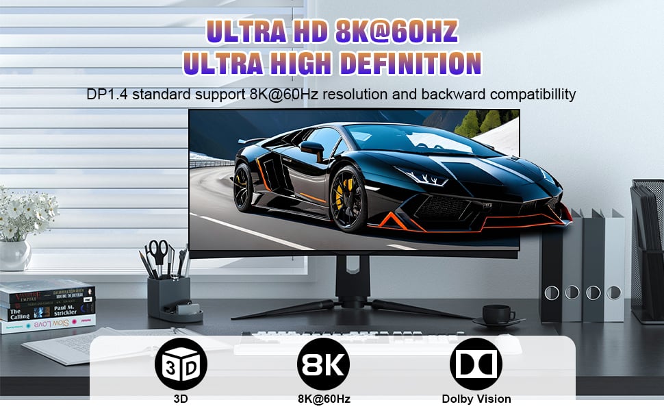 Ultra HD 8K@60Hz Dual Monitor KVM Switch Supports up to 8K@60Hz/4K@120Hz, Ultra HD, HDR 10, Dolby vi