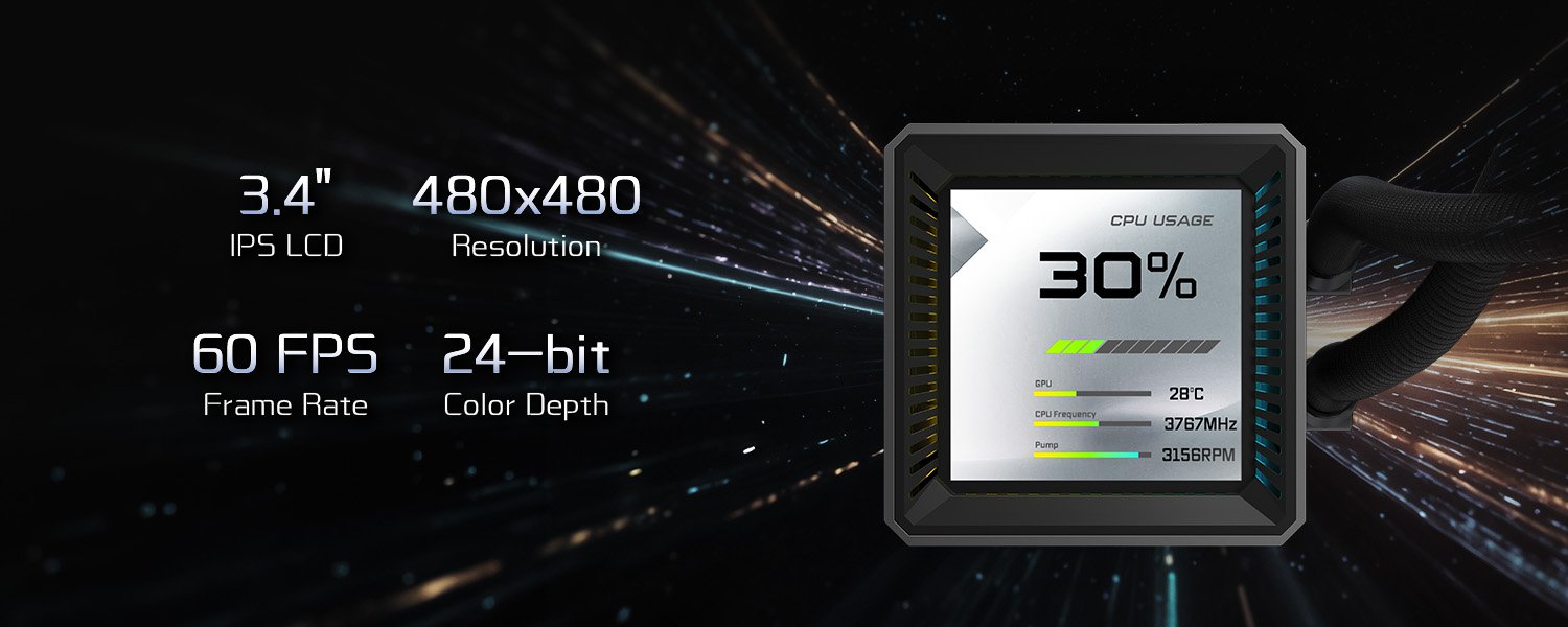 ASRock AIO Steel Legend Dark 360 LCD Liquid Cooler