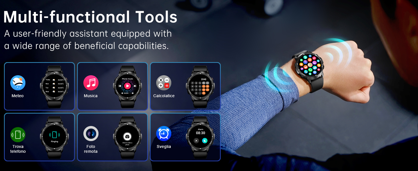Smart Watch for Men- Bluetooth Call, Military Smartwatch Waterproof Fitness Sleep Tracker Watch with