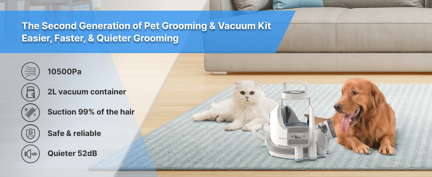 Neakasa P2 Pro 5-in-1 Dog Cat Grooming Kit with Vacuum