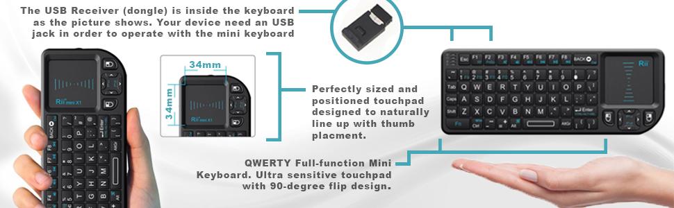 Mini Wireless Keyboard with Touchpad Mouse