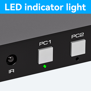 LED power indicator The green power indicator under PC1 to PC4 clearly shows the active computer.